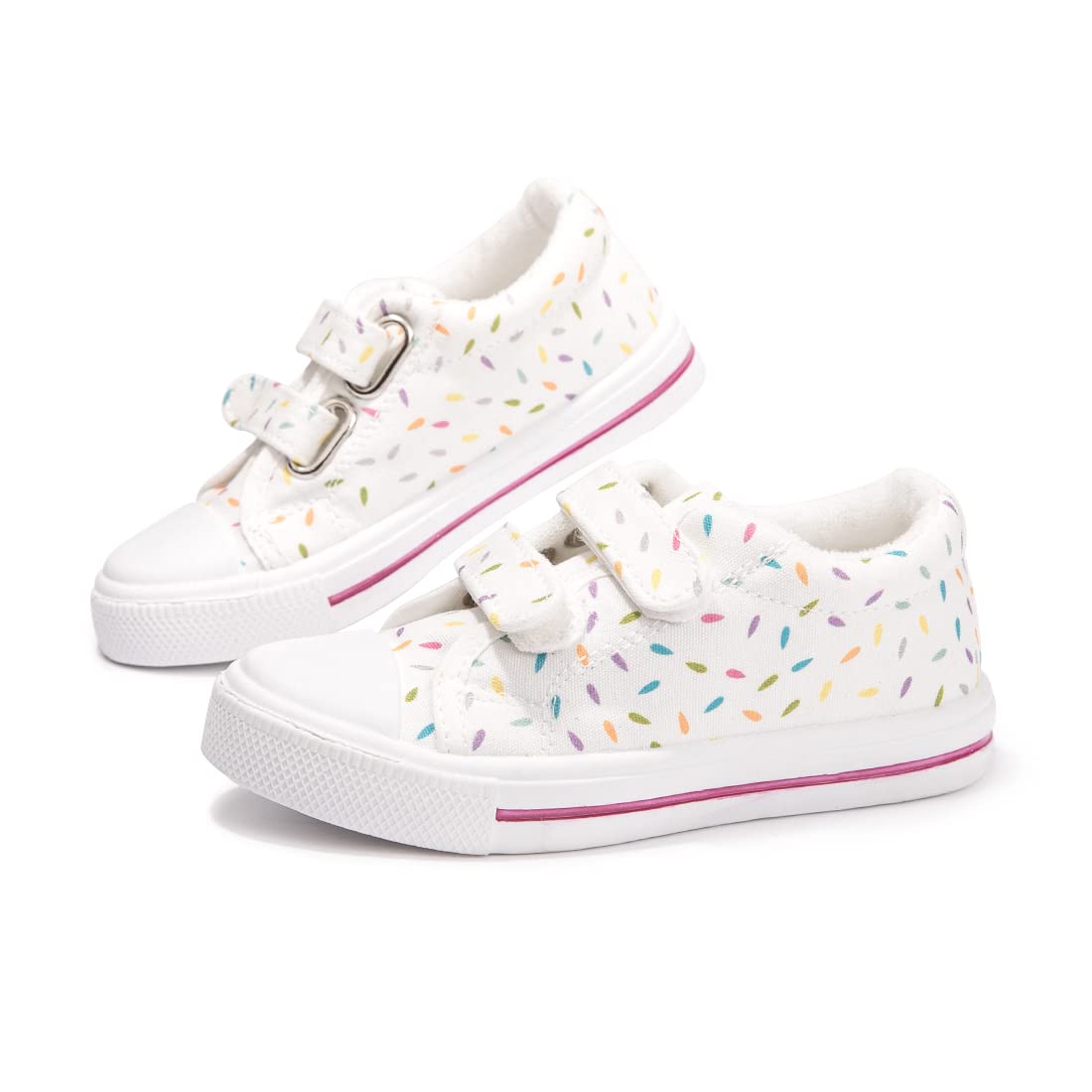 FUNKYMONEY Boys Girls Canvas Sneakers Casual Slip On Adjustable Hook and Loops Walking Shoes for Toddler/Little Kids - Image 3