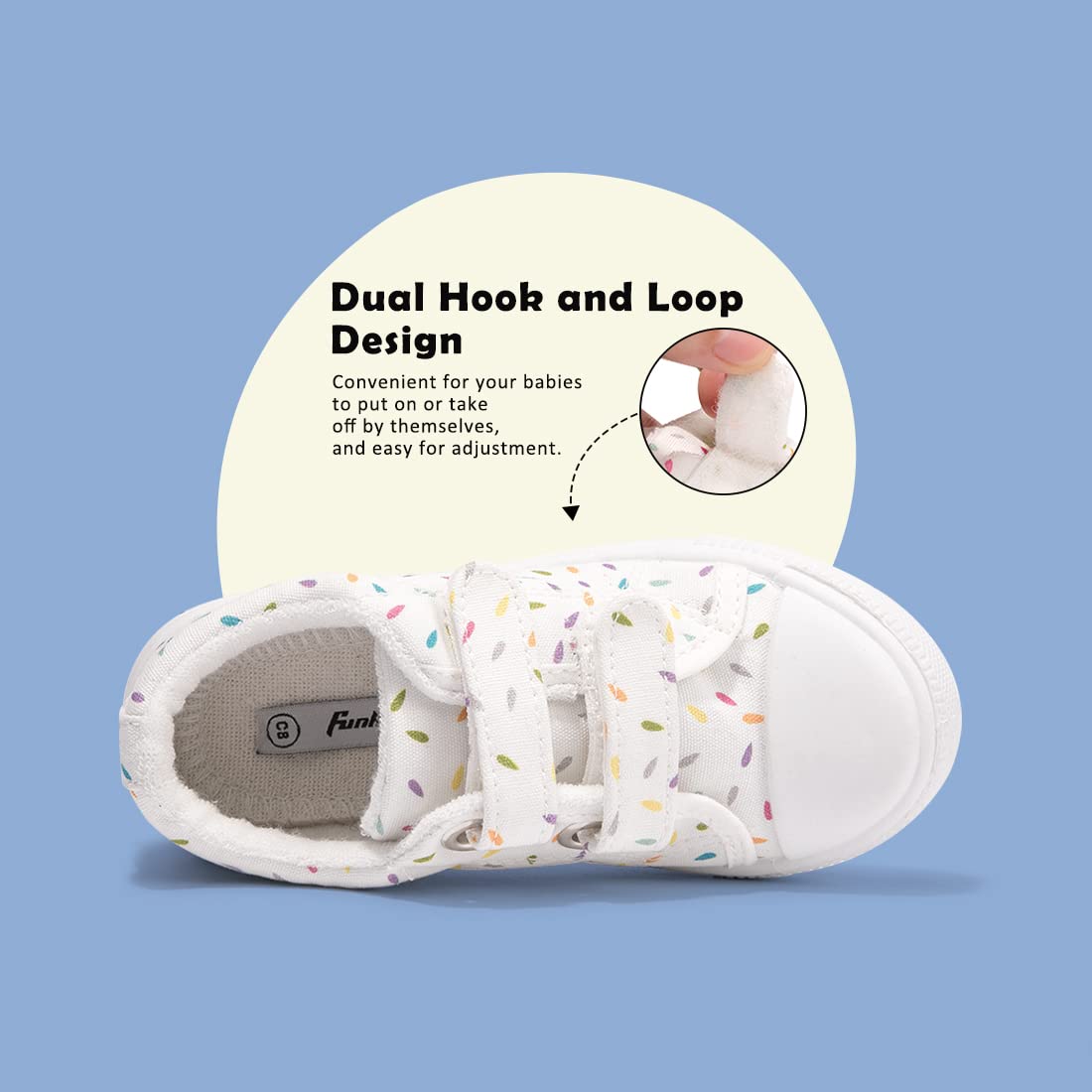 FUNKYMONEY Boys Girls Canvas Sneakers Casual Slip On Adjustable Hook and Loops Walking Shoes for Toddler/Little Kids - Image 5