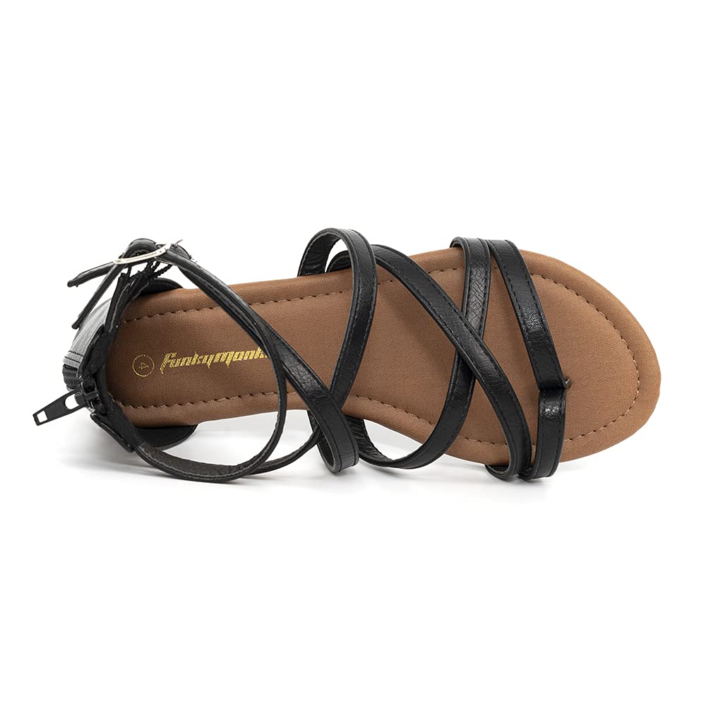 FUNKYMONKEY Girls Gladiator Strap Sandals Flat Fisherman Thong Cross Strappy Sandals - Image 5