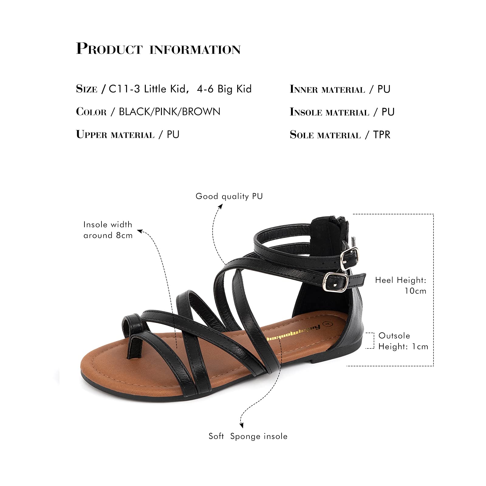 FUNKYMONKEY Girls Gladiator Strap Sandals Flat Fisherman Thong Cross Strappy Sandals - Image 6
