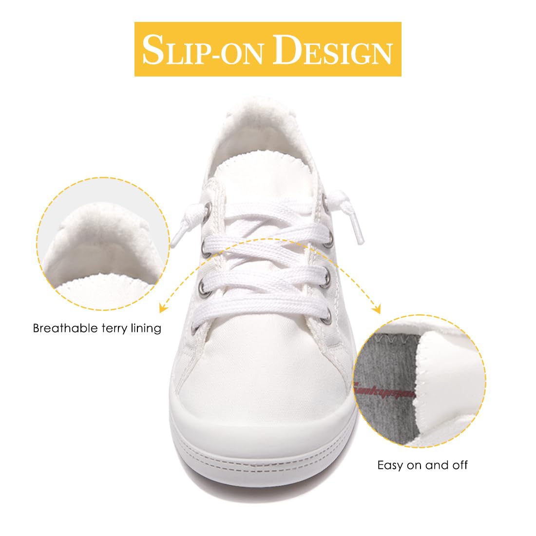 FUNKYMONKEY Shoes for Women, Comfort Low Top Canvas Slip On Sneakers Classic Casual Walking Shoes - Image 4