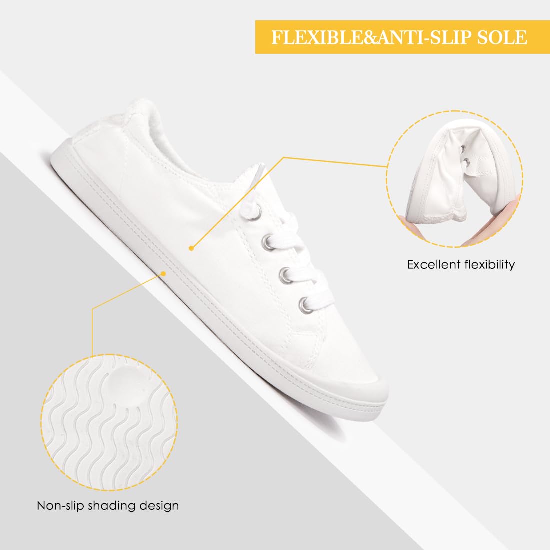 FUNKYMONKEY Shoes for Women, Comfort Low Top Canvas Slip On Sneakers Classic Casual Walking Shoes - Image 5