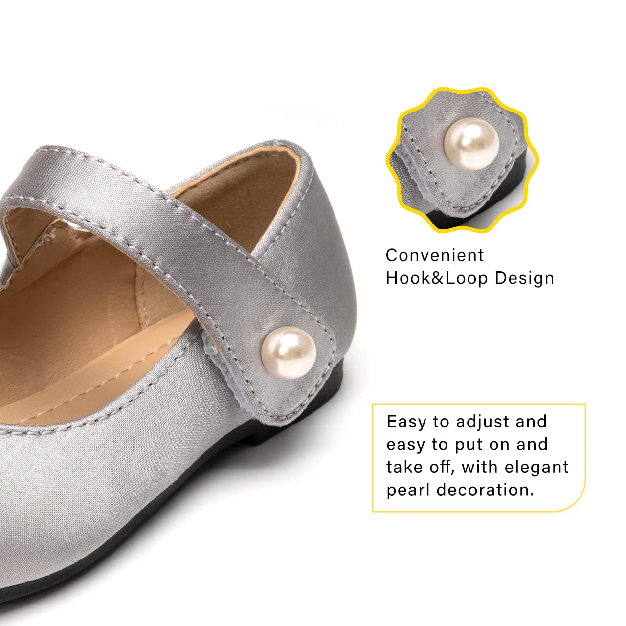 FUNKYMONKEY Toddler/Little Girl Mary Jane Dress Shoes Casual Slip on Ballet Flat - Image 3