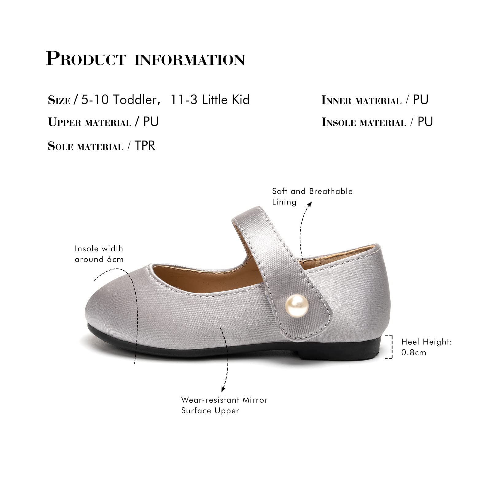 FUNKYMONKEY Toddler/Little Girl Mary Jane Dress Shoes Casual Slip on Ballet Flat - Image 5