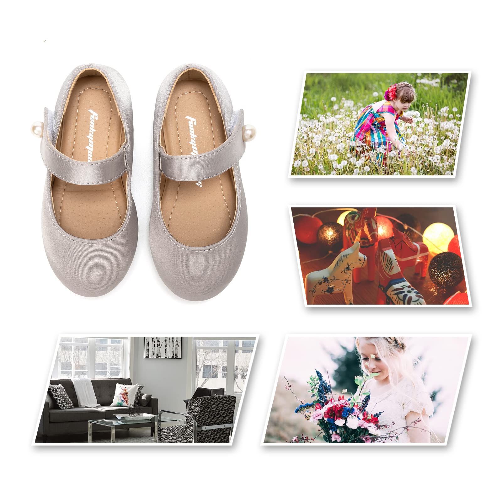FUNKYMONKEY Toddler/Little Girl Mary Jane Dress Shoes Casual Slip on Ballet Flat - Image 7