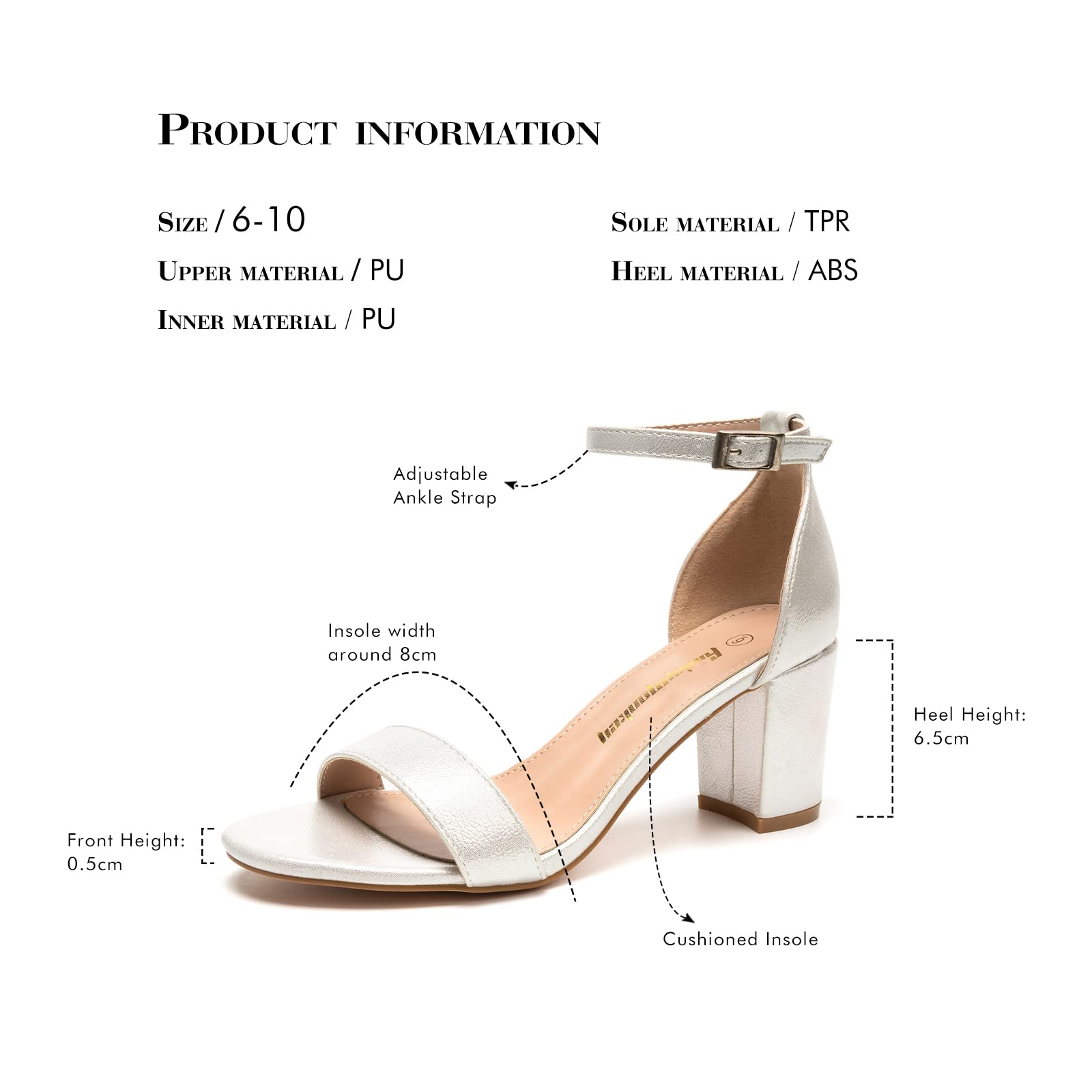 FUNKYMONKEY Women's Chunky High Heels Sandals,Two Strap Open Toe Ankle Strap Heeled Sandal,Party Wedding Strappy Buckle Sandals - Image 6