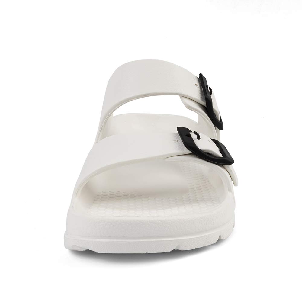 FUNKYMONKEY Women's Comfort Slides Double Buckle Adjustable Plastics Flat Sandals - Image 3