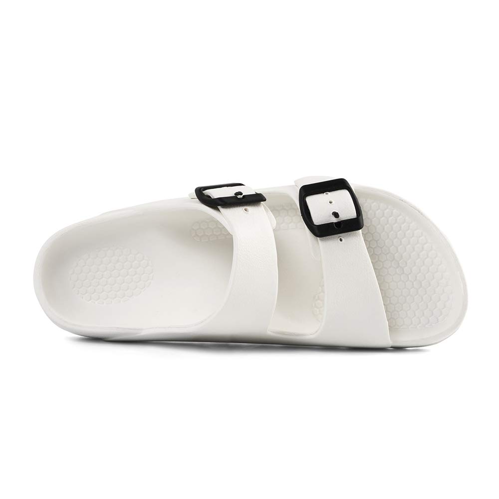FUNKYMONKEY Women's Comfort Slides Double Buckle Adjustable Plastics Flat Sandals - Image 4