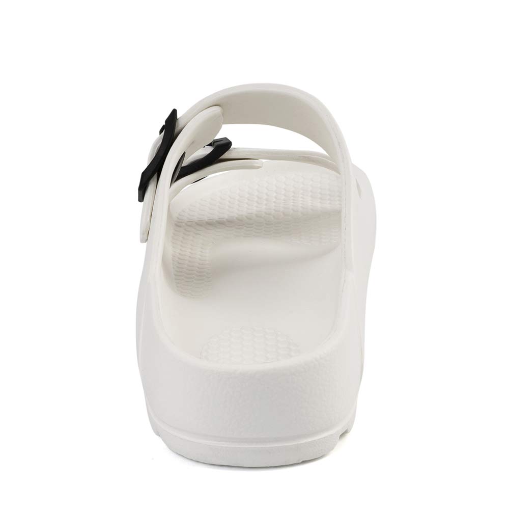 FUNKYMONKEY Women's Comfort Slides Double Buckle Adjustable Plastics Flat Sandals - Image 5