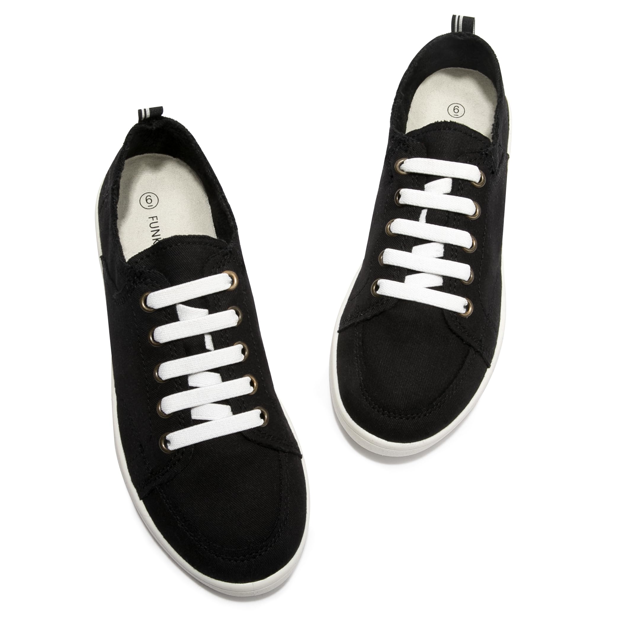 FUNKYMONKEY Womens Classic White Sneakers with Arch Support Slip On Canvas Tennis Shoes Lightweight Low Top Flat Casual Walking Shoes - Image 7